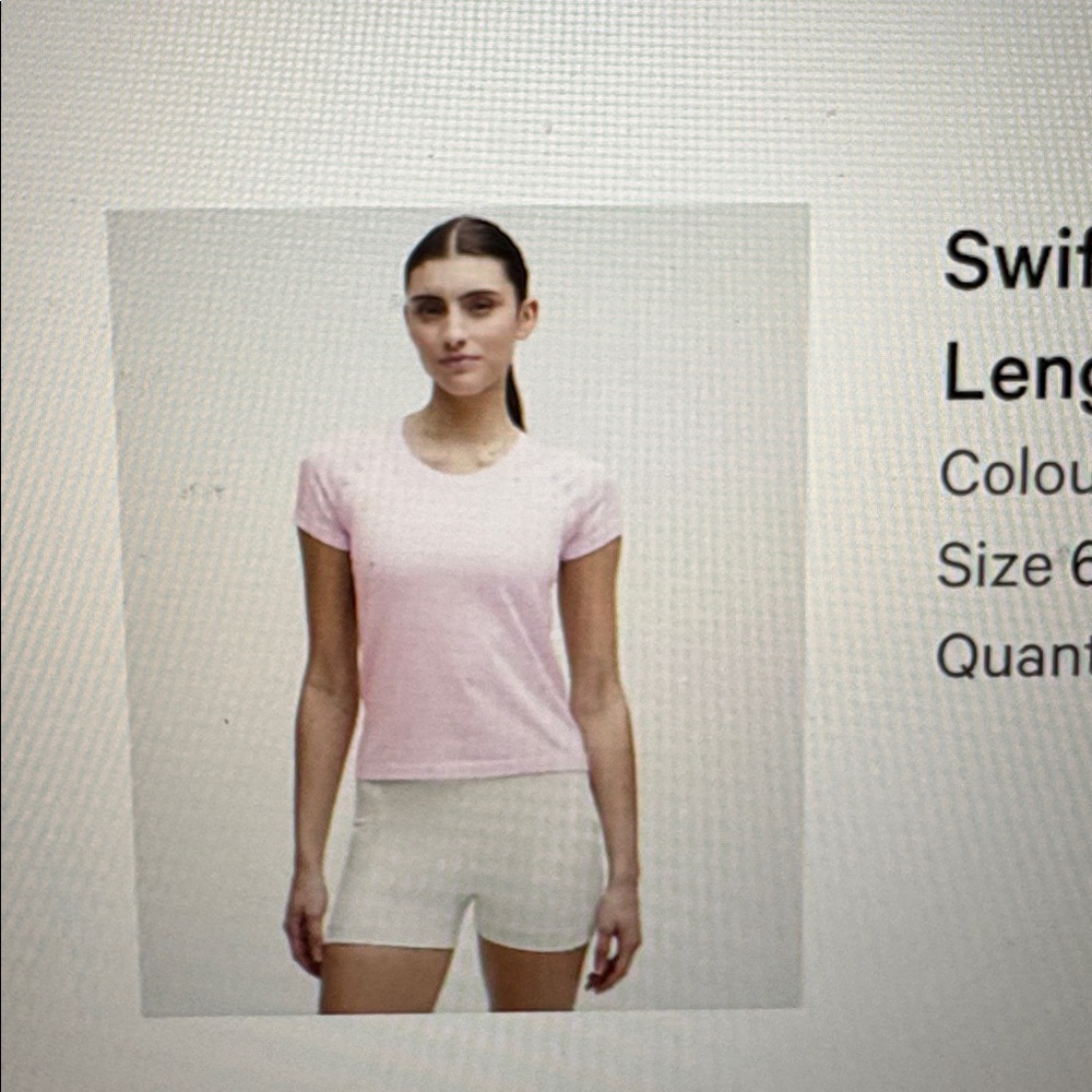 NWT Lululemon Swiftly Tech short sleeve top, waist-length, size 6, Pink Organza